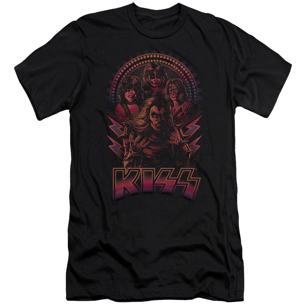 KISS Comic Style Slim Fit Mens T Shirt Black