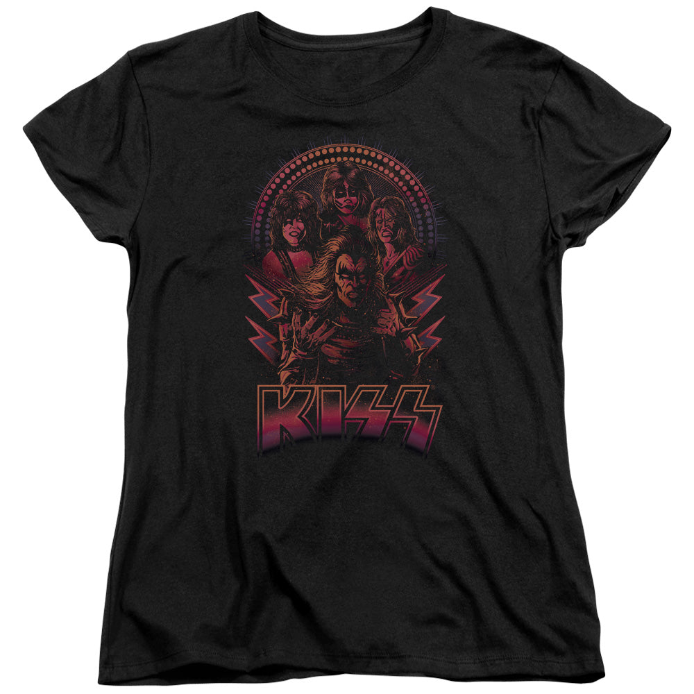 KISS Comic Style Womens T Shirt Black