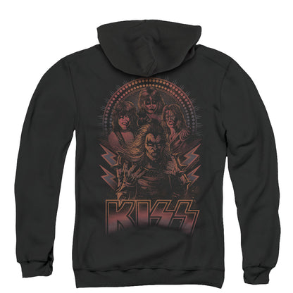 KISS Comic Style Back Print Zipper Mens Hoodie Black