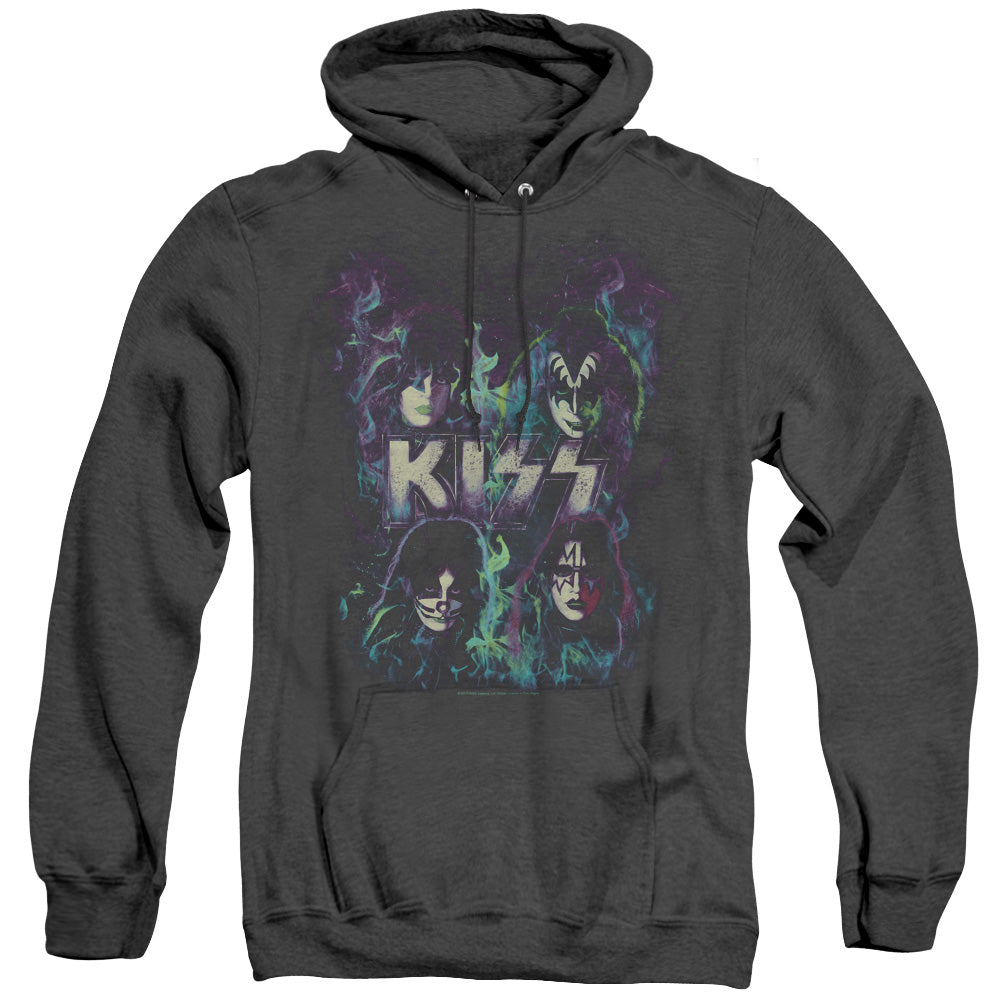 KISS Colorful Fire Heather Mens Hoodie Black