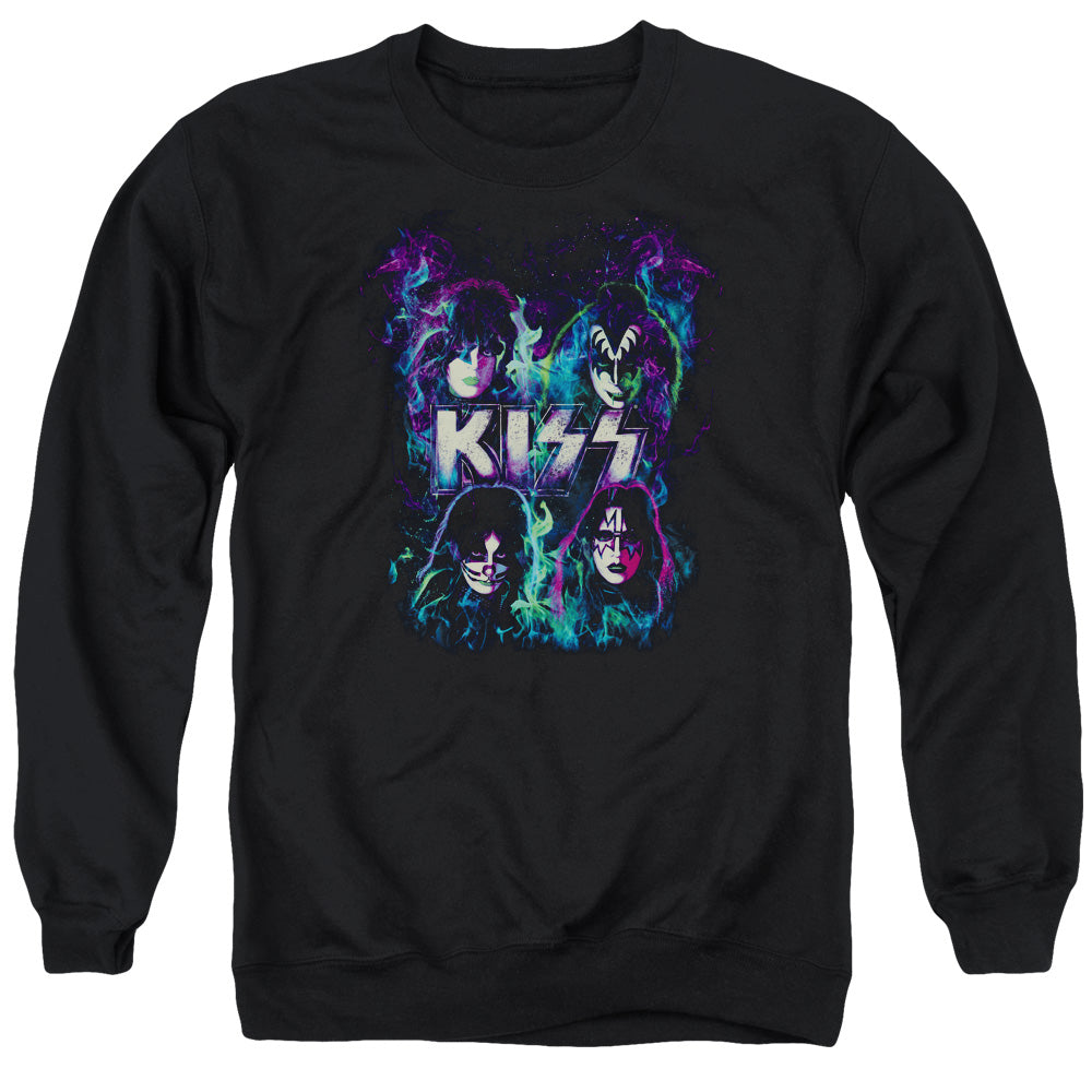 KISS Colorful Fire Mens Crewneck Sweatshirt Black