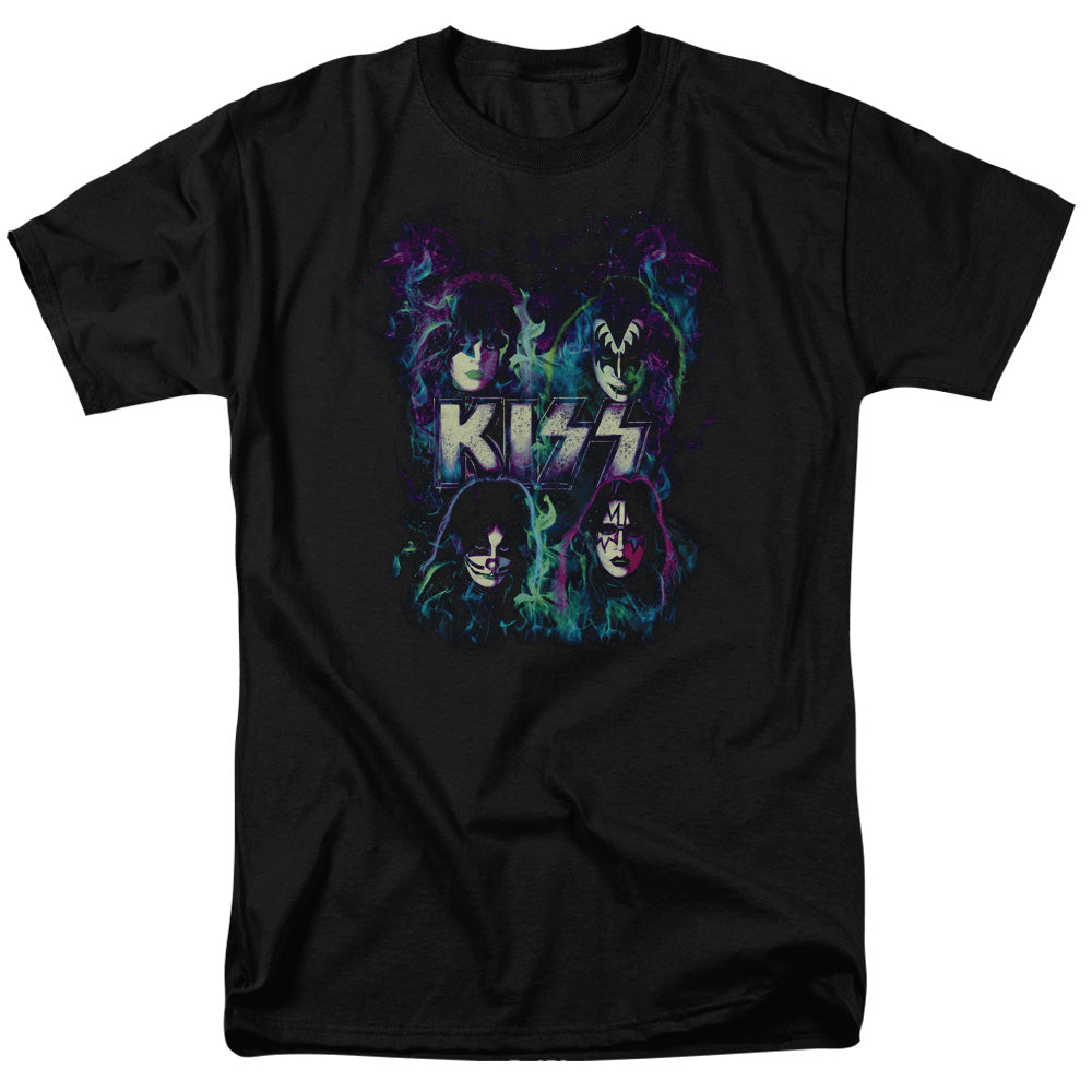 KISS Colorful Fire Mens T Shirt Black