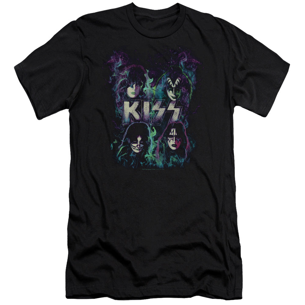 KISS Colorful Fire Premium Bella Canvas Slim Fit Mens T Shirt Black