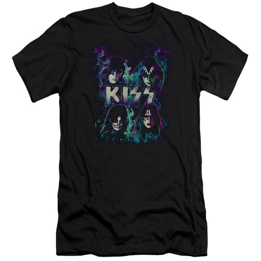 KISS Colorful Fire Slim Fit Mens T Shirt Black