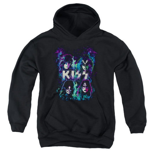 KISS Colorful Fire Kids Youth Hoodie Black