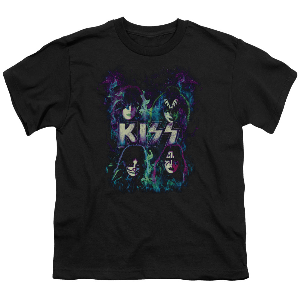 KISS Colorful Fire Kids Youth T Shirt Black