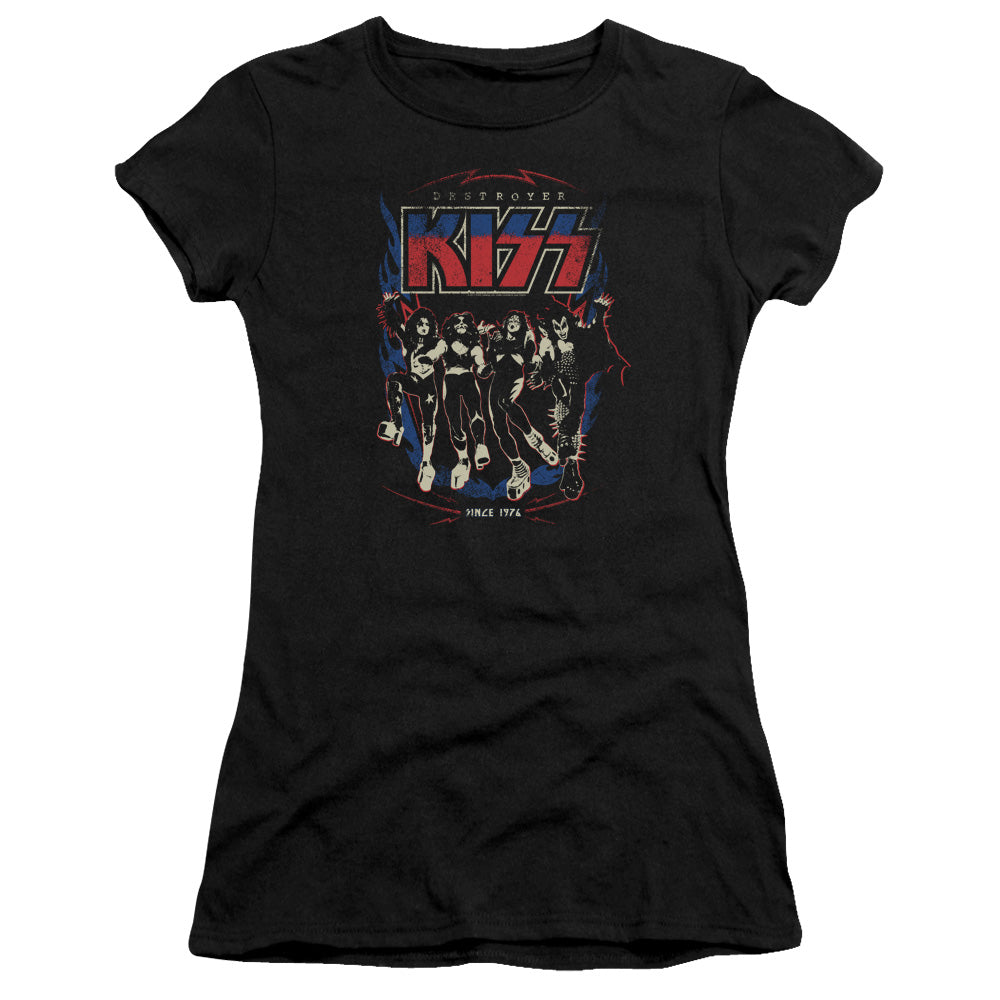 KISS Destroyer Junior Sheer Cap Sleeve Premium Bella Canvas Womens T Shirt Black