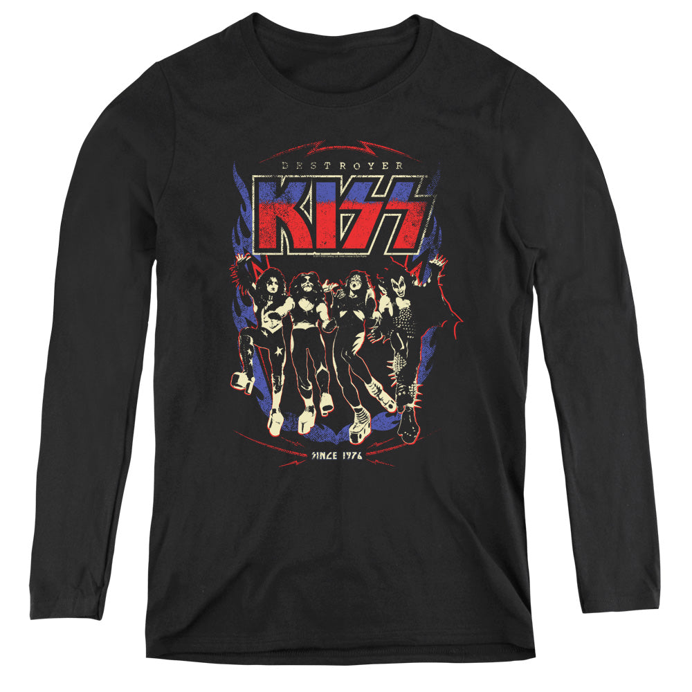 KISS Destroyer Womens Long Sleeve Shirt Black