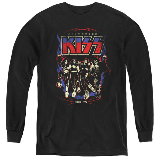 KISS Destroyer Long Sleeve Kids Youth T Shirt Black