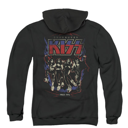 KISS Destroyer Back Print Zipper Mens Hoodie Black