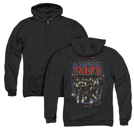 KISS Destroyer Back Print Zipper Mens Hoodie Black