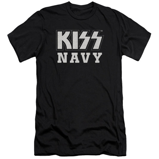 KISS Navy Block Premium Bella Canvas Slim Fit Mens T Shirt Black