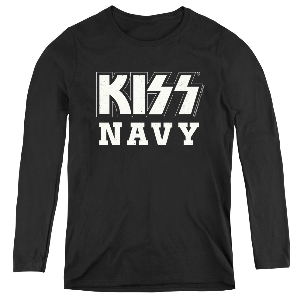 KISS Navy Block Womens Long Sleeve Shirt Black