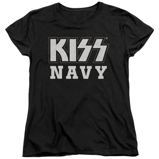 KISS Navy Block Womens T Shirt Black