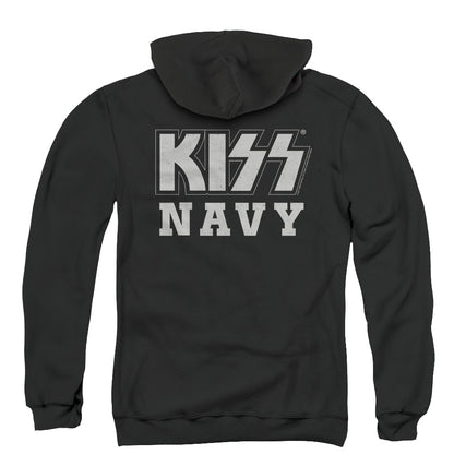 KISS Navy Block Back Print Zipper Mens Hoodie Black