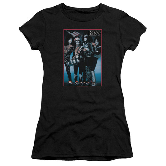 KISS Spirit of 76 Junior Sheer Cap Sleeve Premium Bella Canvas Womens T Shirt Black