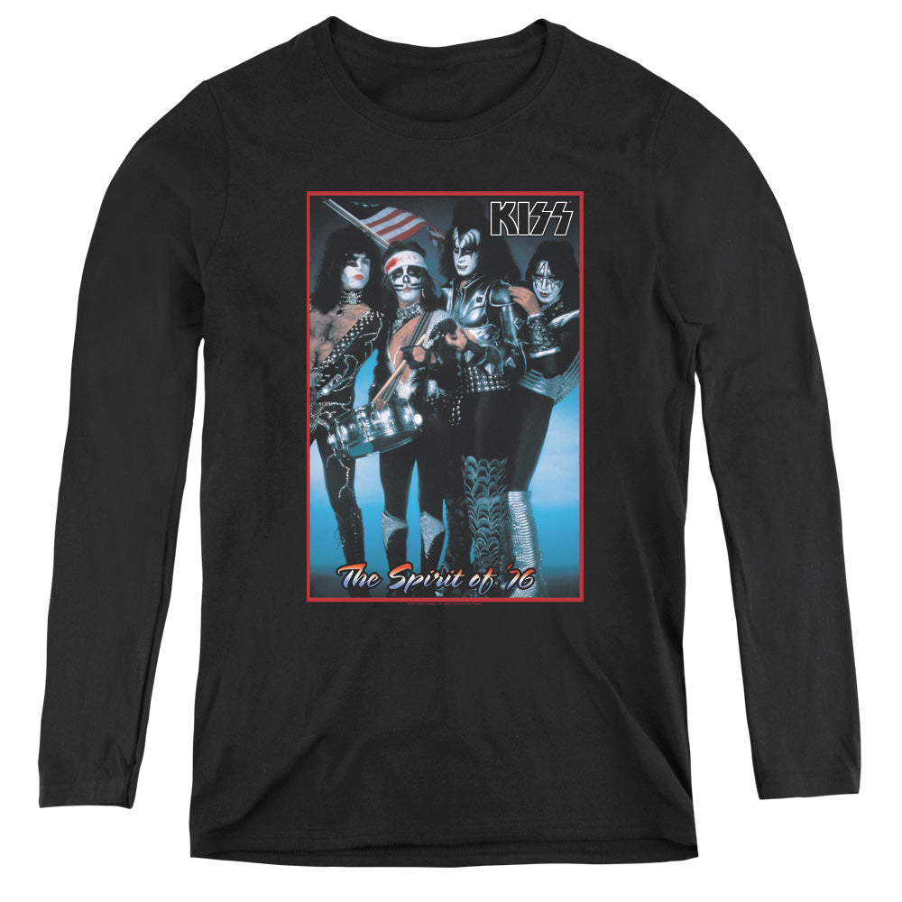 KISS Spirit of 76 Womens Long Sleeve Shirt Black