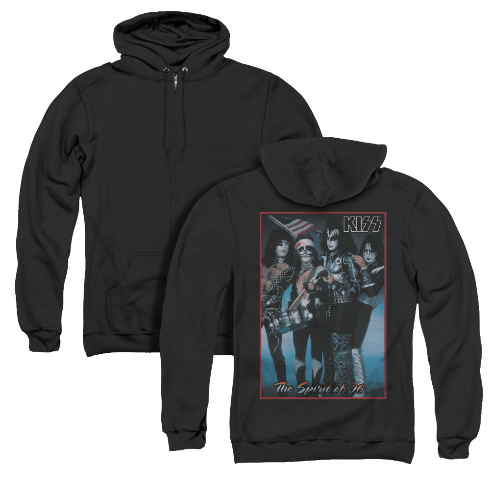 KISS Spirit of 76 Back Print Zipper Mens Hoodie Black