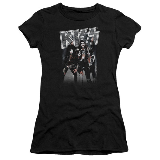 KISS Shine Junior Sheer Cap Sleeve Womens T Shirt Black