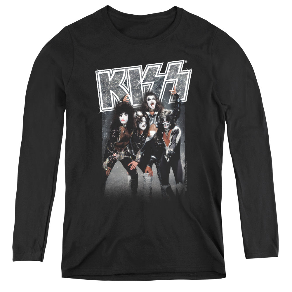 KISS Shine Womens Long Sleeve Shirt Black