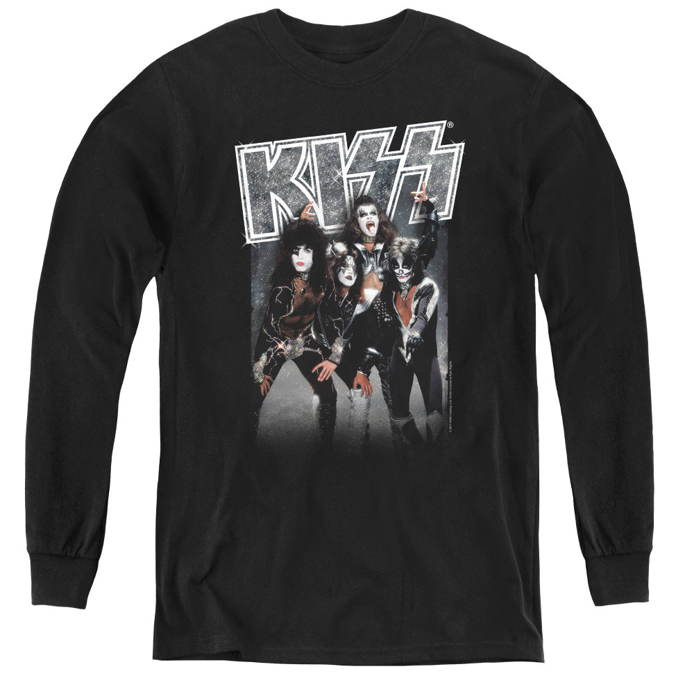 KISS Shine Long Sleeve Kids Youth T Shirt Black