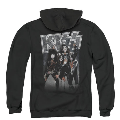 KISS Shine Back Print Zipper Mens Hoodie Black