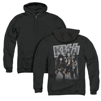 KISS Shine Back Print Zipper Mens Hoodie Black