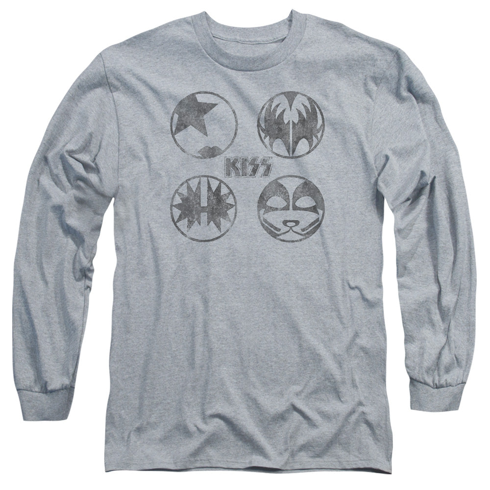 KISS Paint Circles Mens Long Sleeve Shirt Athletic Heather