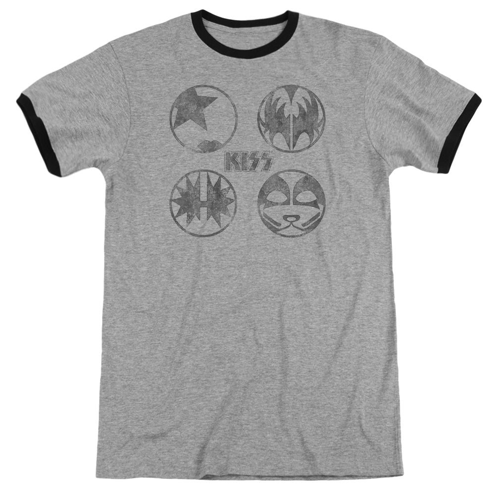 KISS Paint Circles Heather Ringer Mens T Shirt Heather