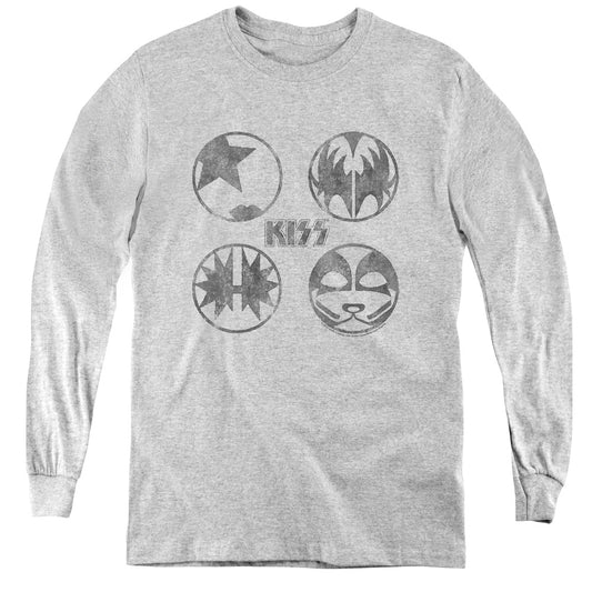 KISS Paint Circles Long Sleeve Kids Youth T Shirt Athletic Heather