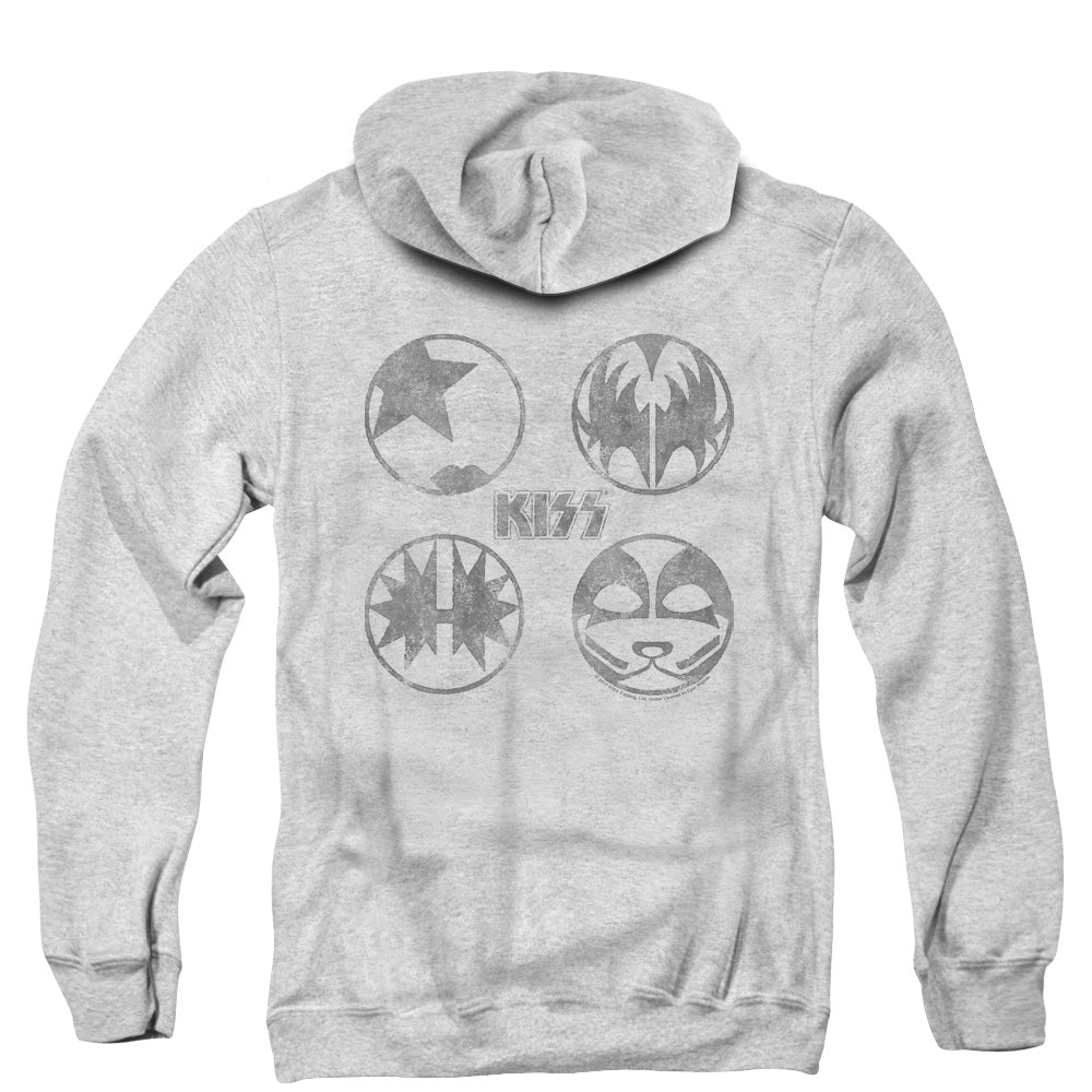 KISS Paint Circles Back Print Zipper Mens Hoodie Athletic Heather