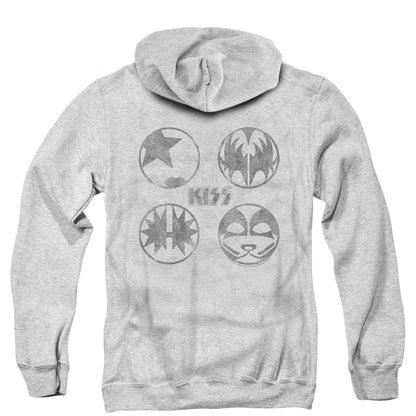 KISS Paint Circles Back Print Zipper Mens Hoodie Athletic Heather