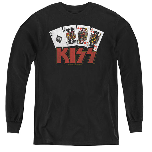 KISS Cards Long Sleeve Kids Youth T Shirt Black