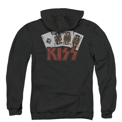 KISS Cards Back Print Zipper Mens Hoodie Black