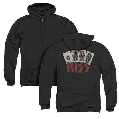 KISS Cards Back Print Zipper Mens Hoodie Black