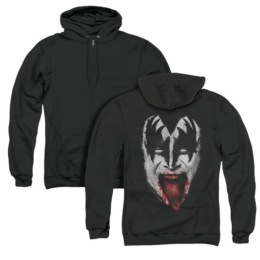 KISS Demon Face Back Print Zipper Mens Hoodie Black