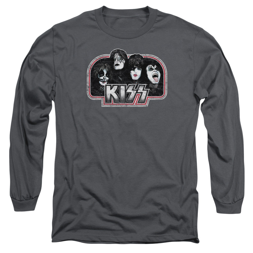 KISS Throwback Mens Long Sleeve Shirt Charcoal