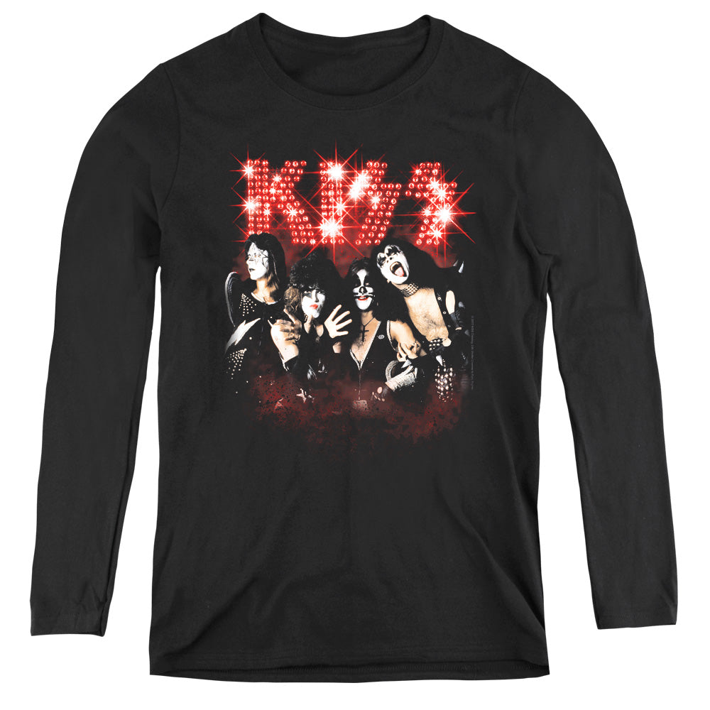 KISS Smoke and Mirrors Womens Long Sleeve Shirt Black