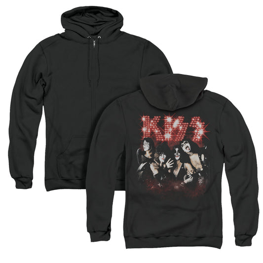 KISS Smoke and Mirrors Back Print Zipper Mens Hoodie Black