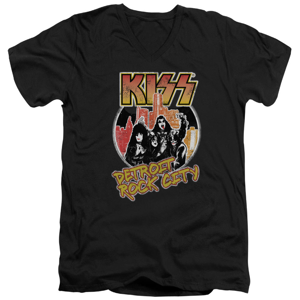 KISS Detroit Rock City Mens Slim Fit V-Neck T Shirt Black