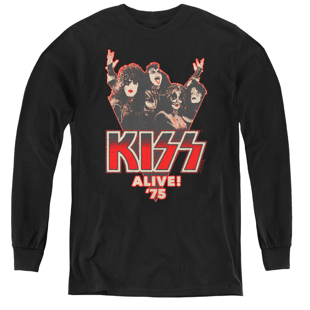 KISS Alive 75 Long Sleeve Kids Youth T Shirt Black