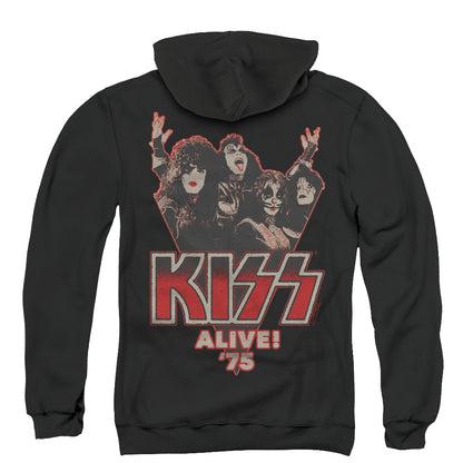 KISS Alive 75 Back Print Zipper Mens Hoodie Black