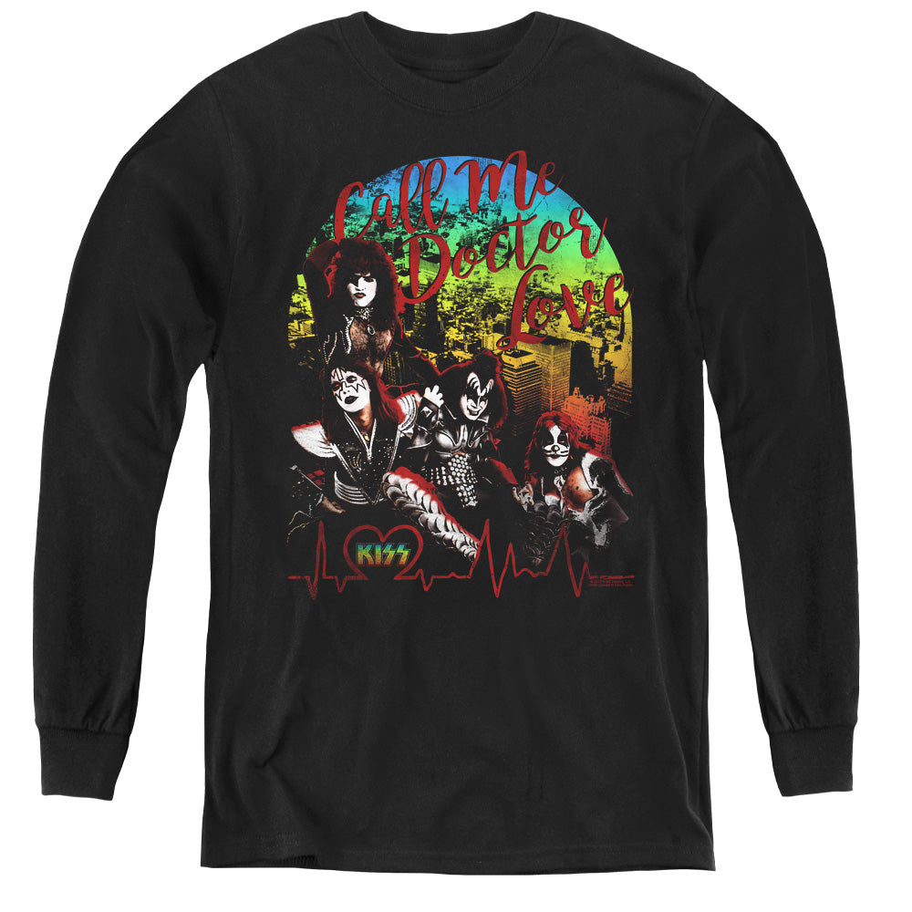 KISS Doctor Love Long Sleeve Kids Youth T Shirt Black