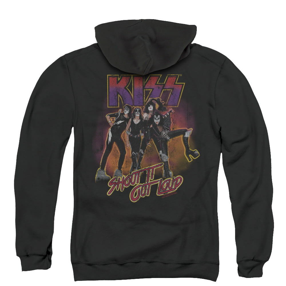 KISS Shout It Out Loud Back Print Zipper Mens Hoodie Black