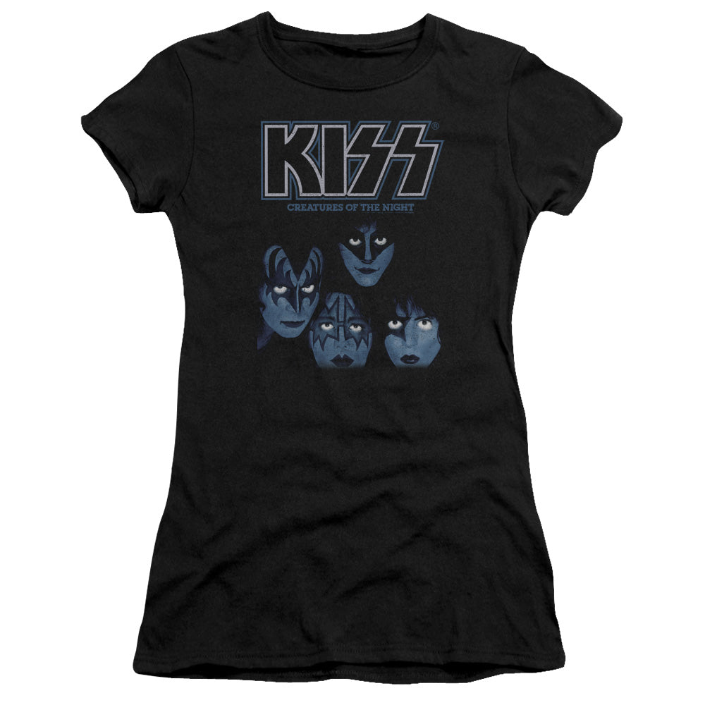 KISS Creatures Of The Night Junior Sheer Cap Sleeve Womens T Shirt Black