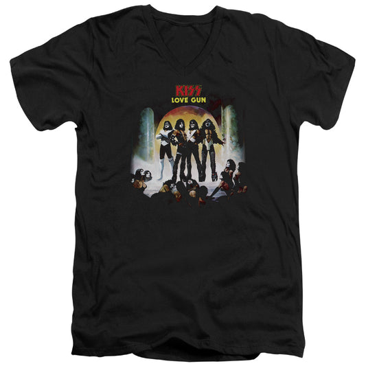 KISS Lover Gun Cover Mens Slim Fit V-Neck T Shirt Black