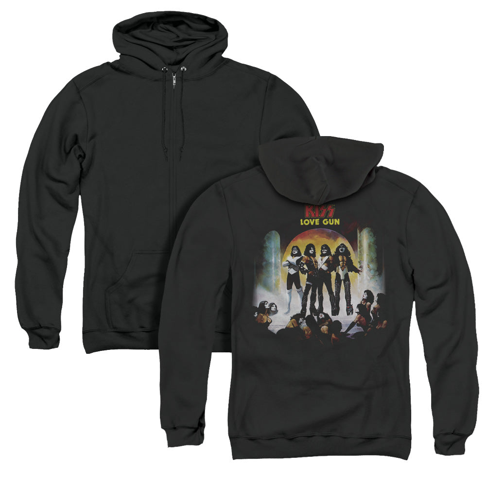 KISS Lover Gun Cover Back Print Zipper Mens Hoodie Black