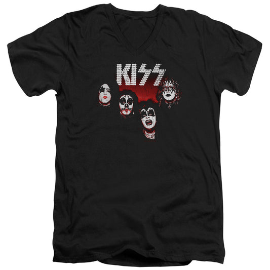 KISS 1974 Mens Slim Fit V-Neck T Shirt Black