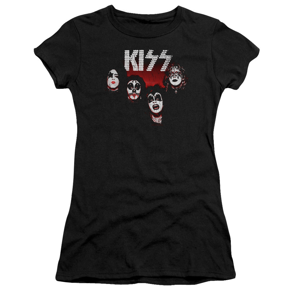 KISS 1974 Junior Sheer Cap Sleeve Womens T Shirt Black