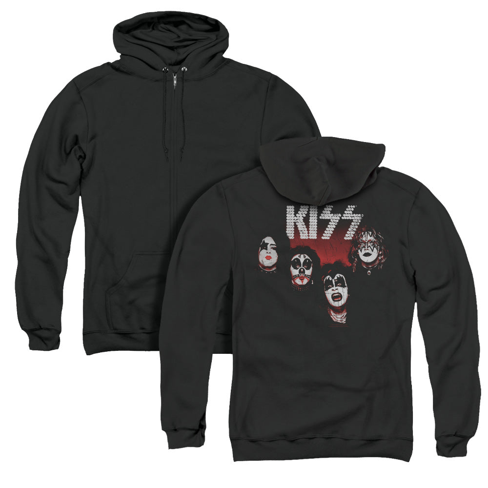 KISS 1974 Back Print Zipper Mens Hoodie Black